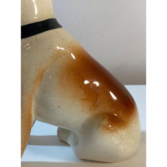 Bassett Hound Dog Vintage Glazed Ceramic Sitting Figurine Unmarked - Picture 9 of 16